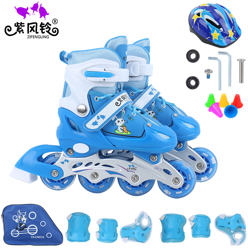 New blue, straight-line wheel, shoe + kit + bag